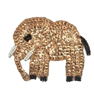 Elephant with Bronze and Black Sequins and Beads 3.25” x 2.75”
