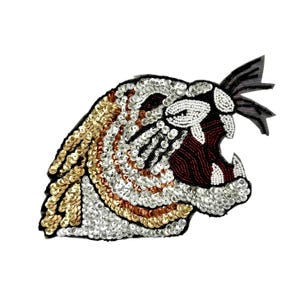 Beaded Tiger Head - Sequins and Glass Beads - 8" x 6"
