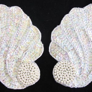 Designer Motif Shell Pair with Iridescent Sequins and Beads 5.25" x 4"