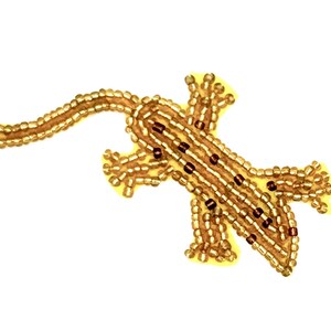 Gecko with Gold and Bronze Beads 2.5" x 1.75"