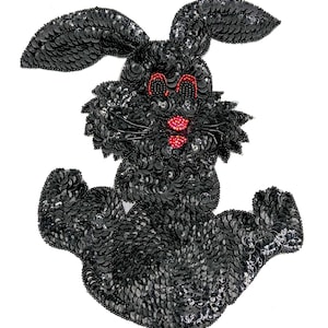 Rabbit with Black Sequins and Beads 8.25" X 6.5"