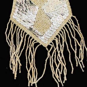 Epaulet Hexagon Silver Sequins and Beads 6" x 4"