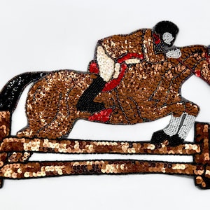 Handmade Horse and Rider Jumping  in Competition Applique 12" x 8" or 6" x 4"
