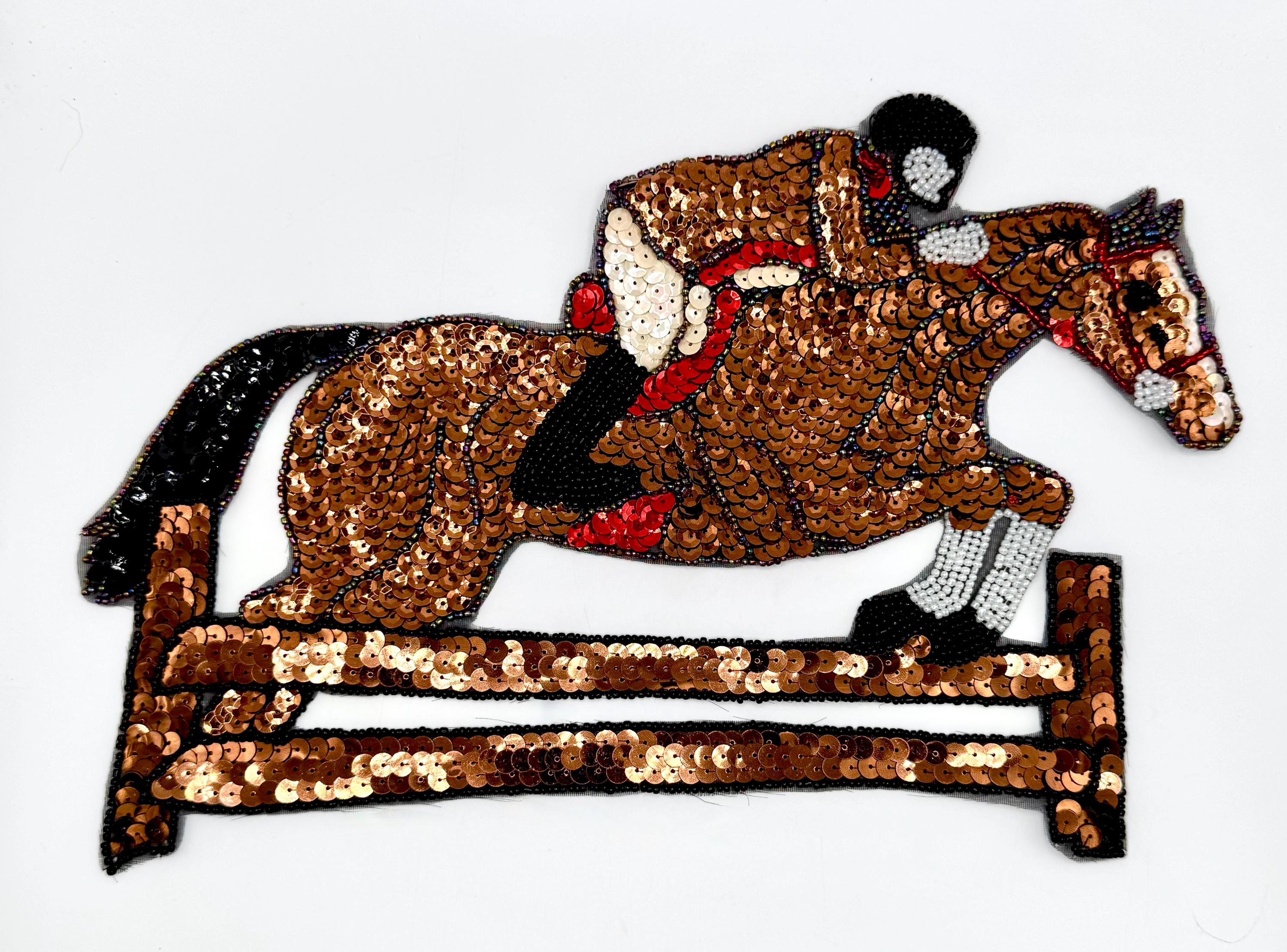 Vintage Equestrian Steeplechasing Needlepoint over Leather Belt display picture 3