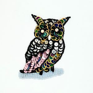 Owl with Multicolored Sequins and Beads 3.25" x 3.25"