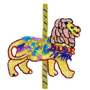 Carousel Lion with Multicolored Sequins and Beads 7.25" x 6.5" or 3.25" x 3"