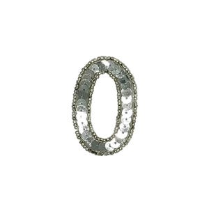 The 2” Number 0 Appliqué - Silver Sequins|Beads