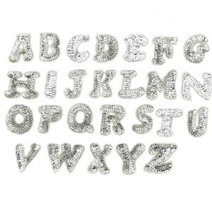 The 2" Letter Appliqué - Silver Sequins|Beads - Choice of Letter