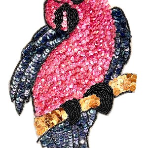 Parrot Perched - Choice of Color Sequins, Black Beads and a Rhinestone Eye 10.5" x 6.75"