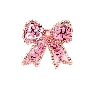Bow with Pink Sequins and Beads 1.5" x 1.5"