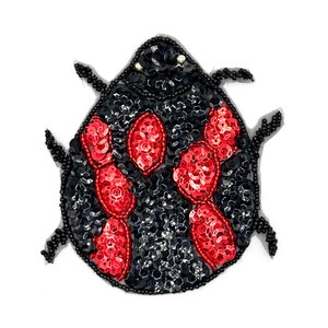 Beetle with Red and Black Sequins and Beads 4.5" x 4.25"
