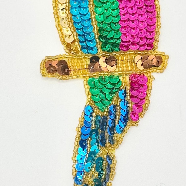 Parrot with Multi-Colored Sequins and Beads 6.5" x 3"