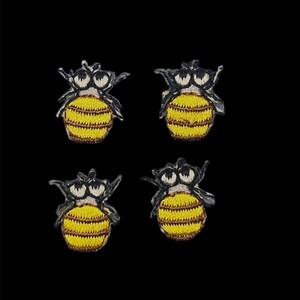 Iron-on Bumblebee’s - Set of 4 - Embroidered 0.5" x .5"
