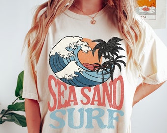 Sea Sand Surf Tee, Summer Graphic Tee, Beach T-shirt, Boho