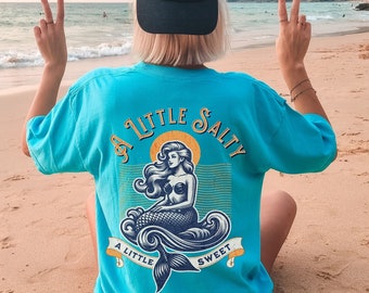 Salty Tee, Mermaid T-shirt, Beach Tee, Salty T-shirt, Vintage inspired T-shirt, Comfort Colors T-shirt, Oversized Tee, A Little Salty Tee