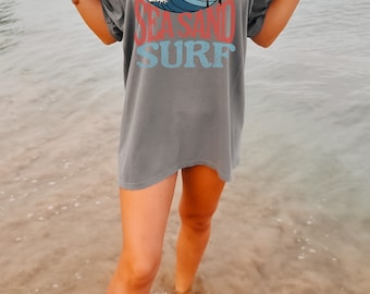 Sea Sand Surf Tee, Summer Graphic Tee, Beach T-shirt, Boho