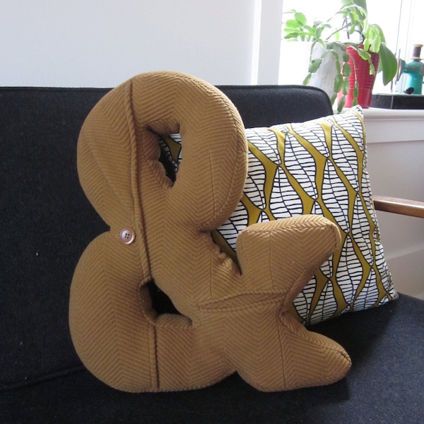 Ampersand Pillow - Reclaimed jacket - Made to order