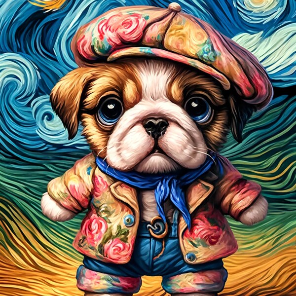 Doggy Wallpaper Set, Van Gogh style vol.2