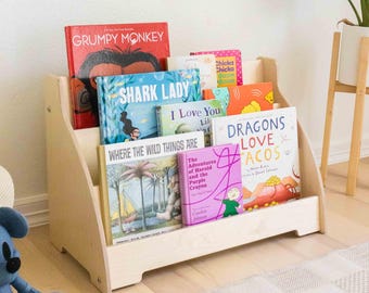 Montessori Bookshelf | Modern Front Facing Bookshelf | Wooden Kids Book Display | Toddler Bookcase
