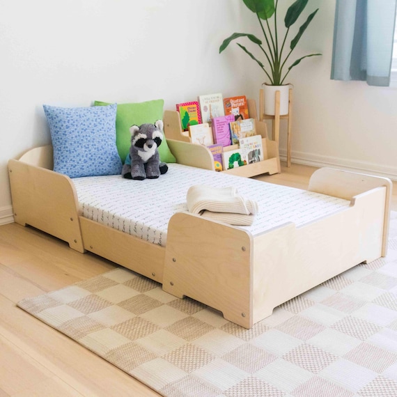 Montessori Floor Bed Twin & Toddler – Kids Floor Bed Frame with Slats – Baltic Birch Montessori Furniture