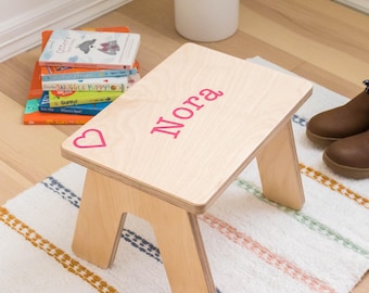 Kids Custom Step Stool Engraved With Name for Montessori Learning and Toddler Development