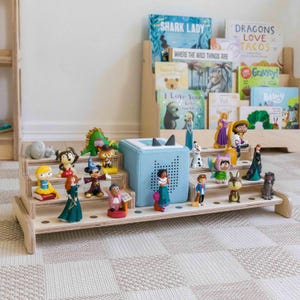 Tonie Display Shelf, Extra Large Magnetic TonieBox Organizer for 36 Characters, Wooden Storage for Kids Room & Storytime