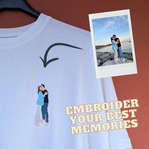 Custom Embroidered T-Shirt, Embroidery Photo, Custom Embroidered Shirt, Embroidery Photo Shirt, Personalized Embroidery Photo Shirt