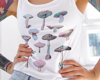 Mushroom Pastel Tank Top Shirt Botanical Apparel Kawaii