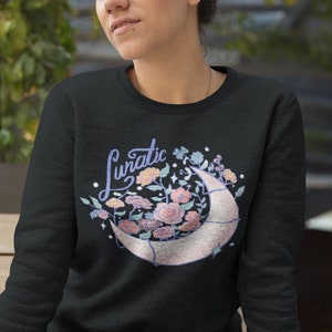 Lunatic Moon Sweater Witchy Sweatshirt Occult Clothing Moon Phase Shirt.