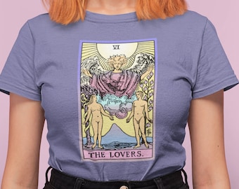 The Lovers Tarot Card Shirt, Witchy Pastel Goth Tee, UNISEX FIT