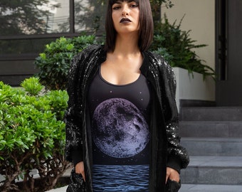 Vestido ajustado con forma de luna, ropa gótica pastel de estilo brujo.