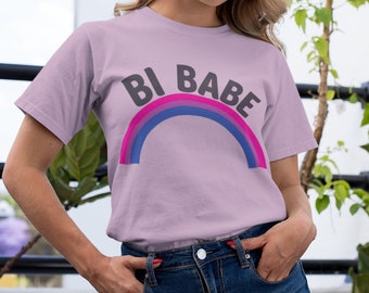 Bi Babe T-Shirt: Bisexual Pride Rainbow Design