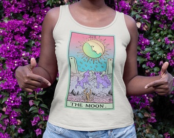 Moon Shirt, Moon Top, Tarot Shirt, Yoga Tank Top, Witchy Shirt, White