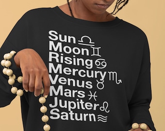 Carta Natal Suéter Brujo Zodíaco Natal Astrología Regalo Personalizado UNISEX FIT