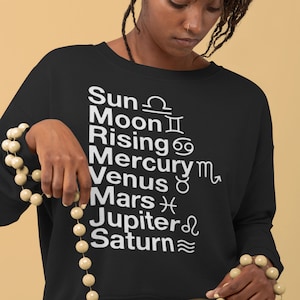 Carta Natal Suéter Brujo Zodíaco Natal Astrología Regalo Personalizado UNISEX FIT