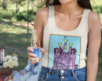 Three of Cups Tarot Witchy Shirt Feminist Yoga Tank Top Clothing