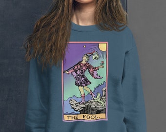 Sweatshirt unisexe carte de tarot The Fool, pull d'Halloween