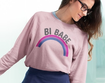 Bi Babe Rainbow Sweater, Bisexual Pride, Unisex Fit