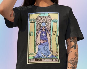 High Priestess Tarot T Shirt, Occult Shirt Witchy Top Feminism