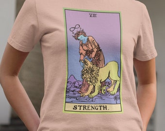 Strength Tarot Card Unisex Shirt, Witchy Occult Design, Pastel Top
