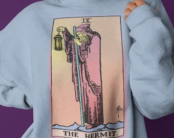 Sudadera con la carta del Tarot del Ermitaño, suéter unisex de estilo brujo.