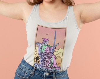 Queen of Swords, Yoga Tank Top, Witchy Shirt, Tarot Shirt