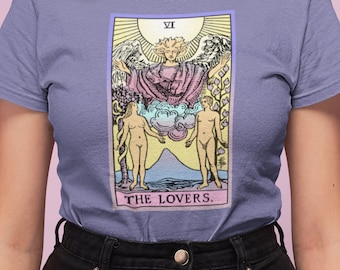The Lovers Tarot Card Shirt, Witchy Pastel Goth Tee