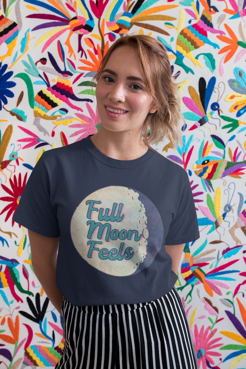 Full Moon Feels Shirt, Witchy Cotton Tee image 2