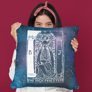 High Priestess Tarot Decor Halloween Pillow Witchy Occult Decor
