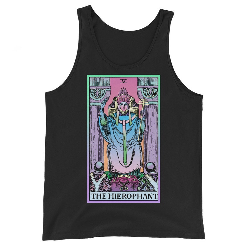 The Hierophant, Yoga Tank Top, Workout Tank, Tarot Clothing, UNISEX FIT Black