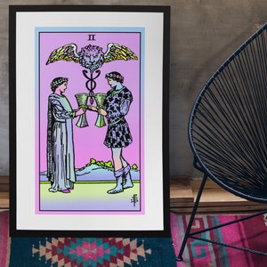 Twee van kopjes occulte kunst tarot poster pastel cadeau UNFRAMED