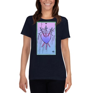 Witchy Shirt, Tarot Shirt, Witchy Clothing, Pagan Clothing, Three of Swords. Navy