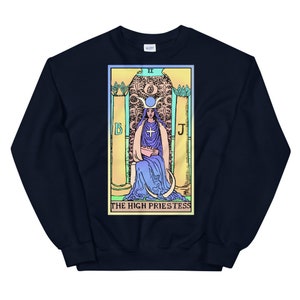 Haute Prêtresse Tarot Chemise Pull Witchy Vêtements Navy