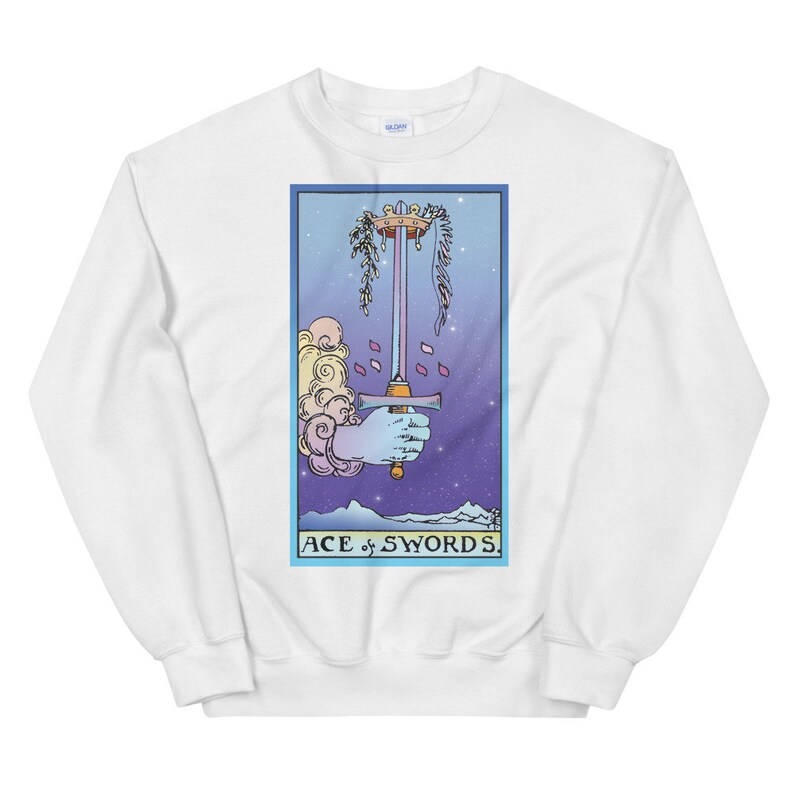 Ace of Swords, Tarot Sweater, Tarot Shirt, Witchy Sweater, Witchy Top White